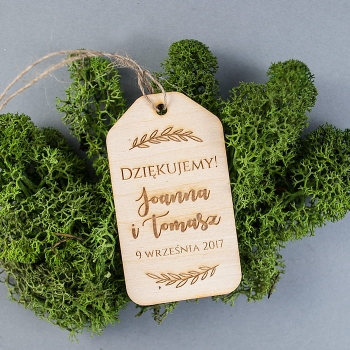 Sklejka zawieszki ślubne, dziękujemy