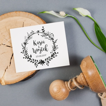 Stempel ślubny okrągły wianek