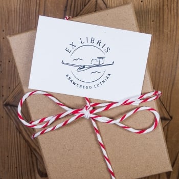 Ex Libris, samolot - pieczątka w zestawie na prezent