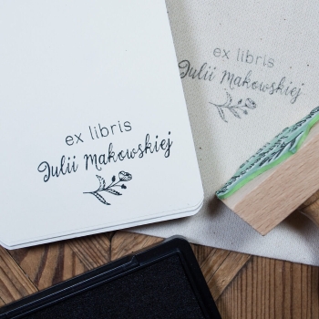 Exlibris - pieczątka kwiat maku w zestawie na prezent