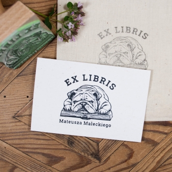 Stempel Ex Libris z motywem buldoga