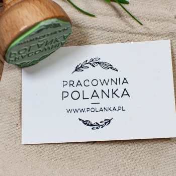 Stempel dla Rękodzielnika Personalizowany Nazwą Pracowni i Adresem Strony WWW