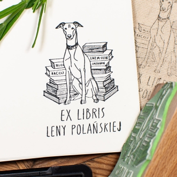 Zestaw Prezentowy z Personalizowanym Ex Libris - Chart z Książkami - Pieczątka do Książek