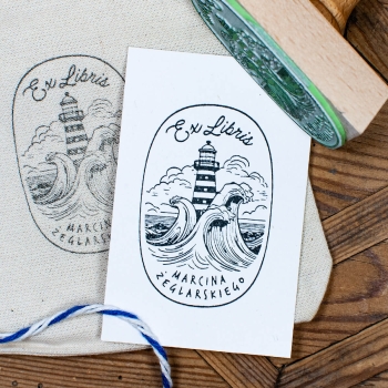 Ex Libris Pieczątka - Latarnia Morska - Stempel do Książek