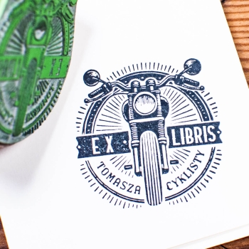 Exlibris motocykl - pieczątka do książek