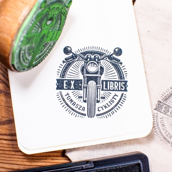 Ex Libris na prezent - stempel z motocyklem