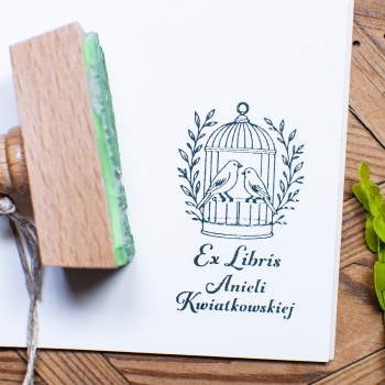 Personalizowana Pieczątka Ex Libris - Kanarki w Klatce
