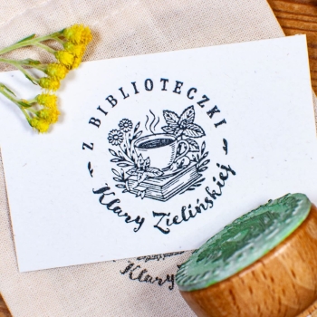Ex Libris z filiżanką kawy – Pieczątka do książek