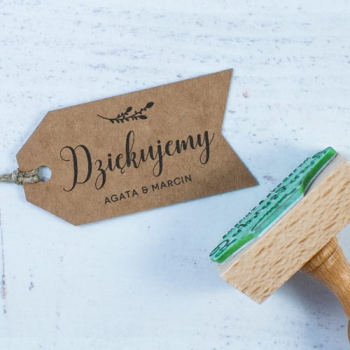 Stempel ślubny z tekstem "Dziękujemy" 