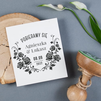 Pieczątka ślubna kwiatowa - róże