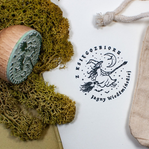 Stempel Ex Libris - Czarownica na Miotle
