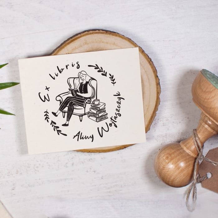 stempel exlibris czytelniczka