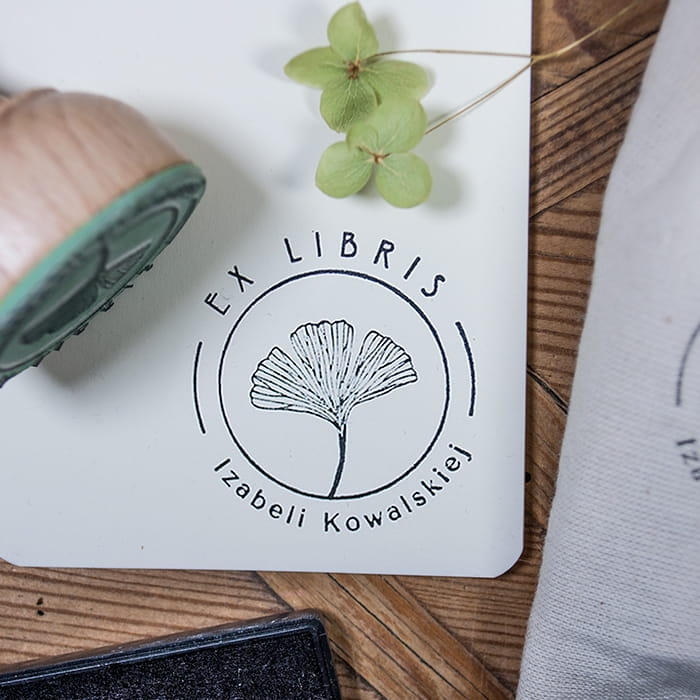 Ekslibris ginkgo biloba - stempel w zestawie na prezent