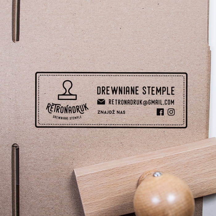 Duża prostokątna pieczątka drewniana - podłużna 11x4