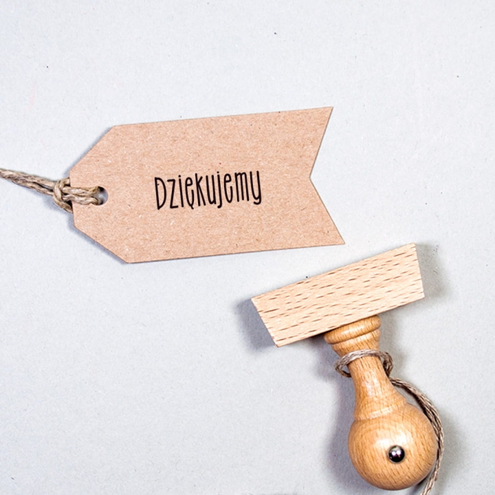 mały stempel prostokatny z logo lub tekstem