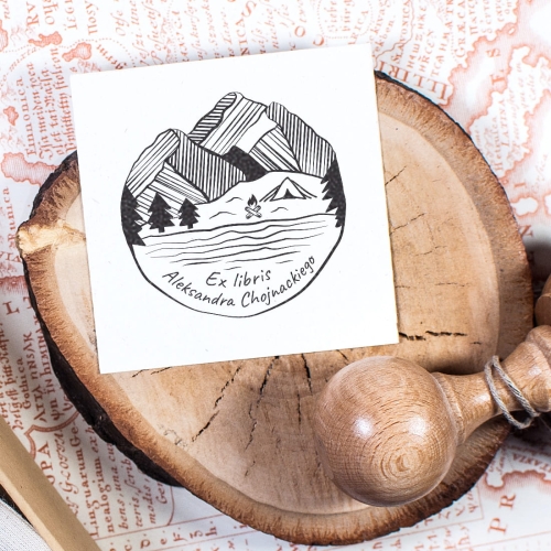 pieczątka ex libris góry