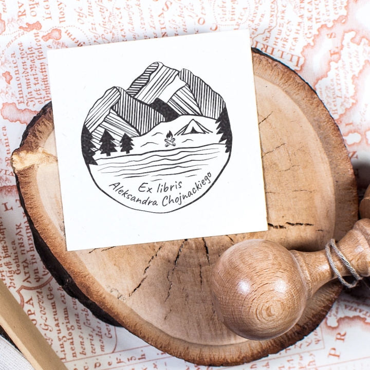 pieczątka ex libris góry