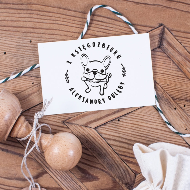 pieczątka ex libris buldożek