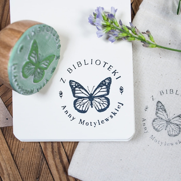 Ex libris pieczątka, motyl