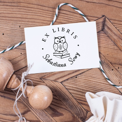 Pieczęć ex libris z motywem sówki