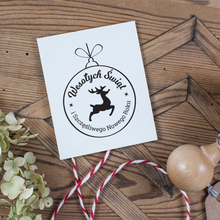 Stempel na Boże Narodzenie, bombka z reniferem