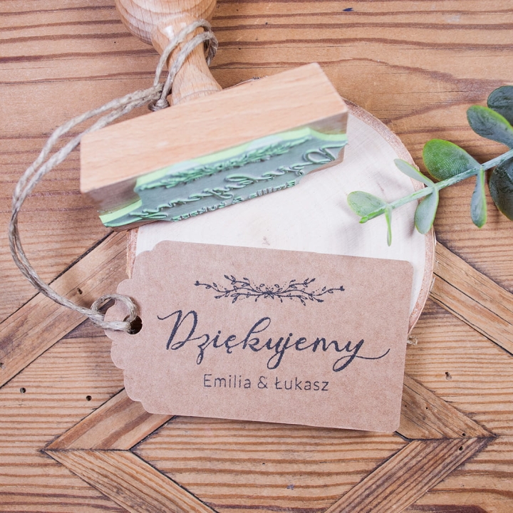 Stempel ślubny z napisem dziękujemy