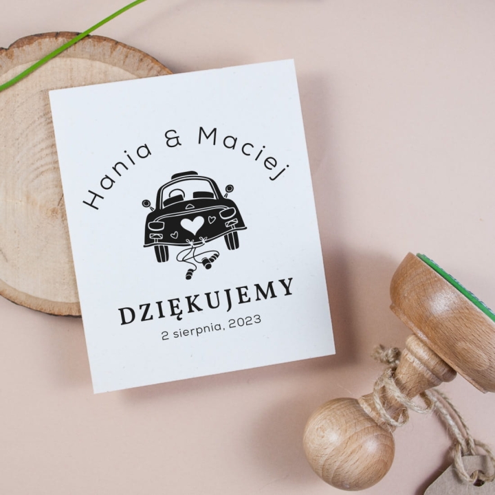 pieczątka samochód ślubny