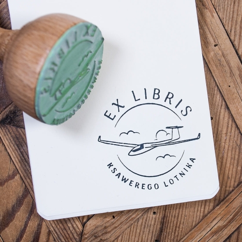 Exlibris pieczątka z motywem szybowca