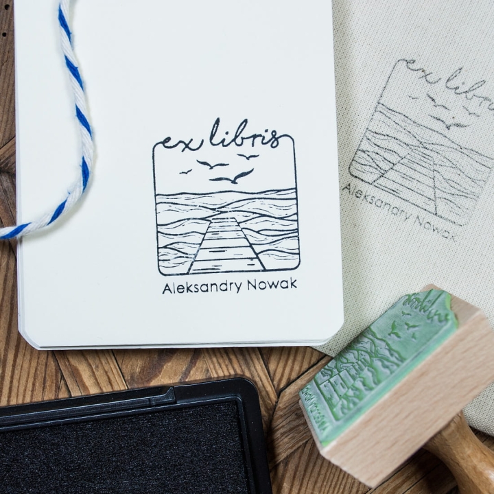 ex libris personalizowany wzór morze