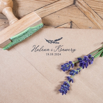 Stempel ślubny na koperty z motywem lawendowym