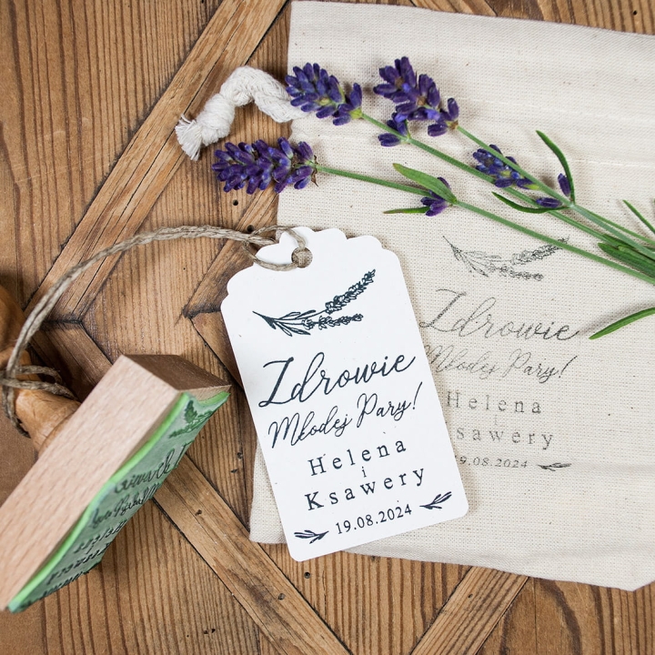 Stempel ślubny na papierowe zawieszki