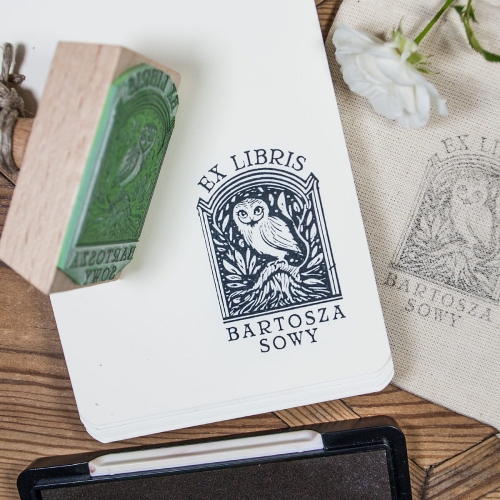 Ex Libris personalizowany z motywem sowy - zestaw prezentowy