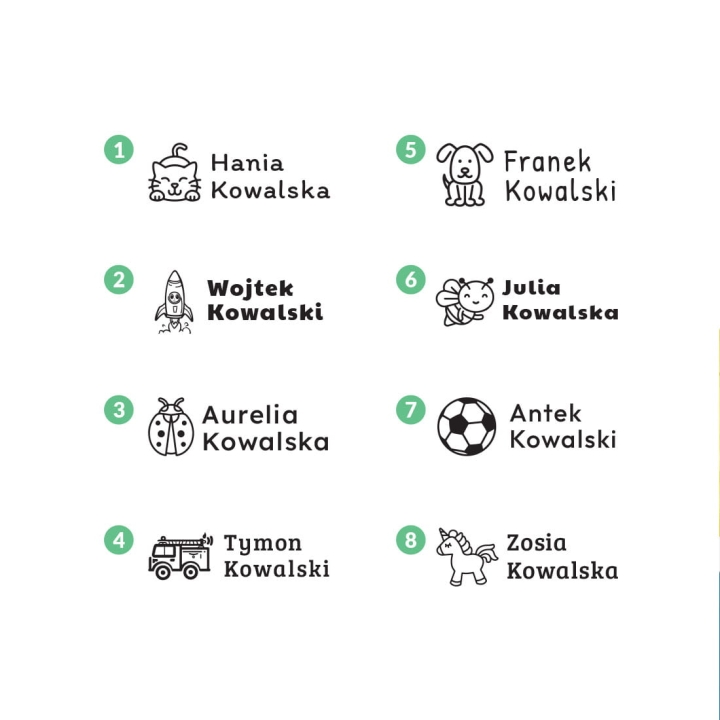 Pieczątka imienna Nie-zgub Mi-się - personalizowana pieczątka automatyczna