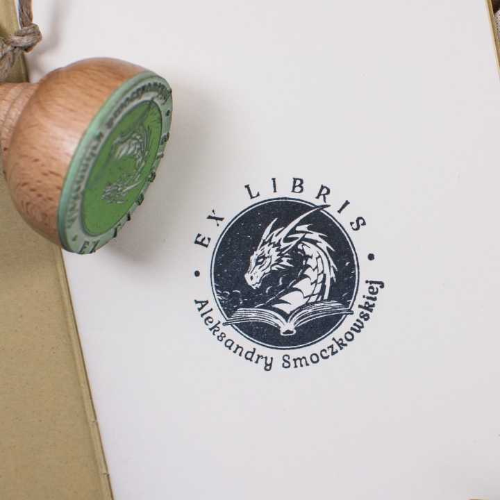 Pieczątka Exlibris, smok