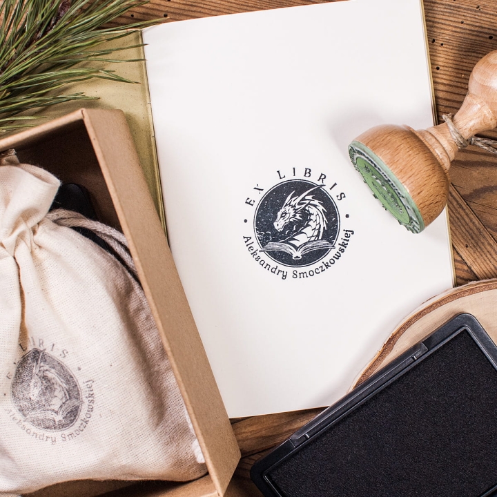 Ex Libris z motywem smoka - zestaw prezentowy