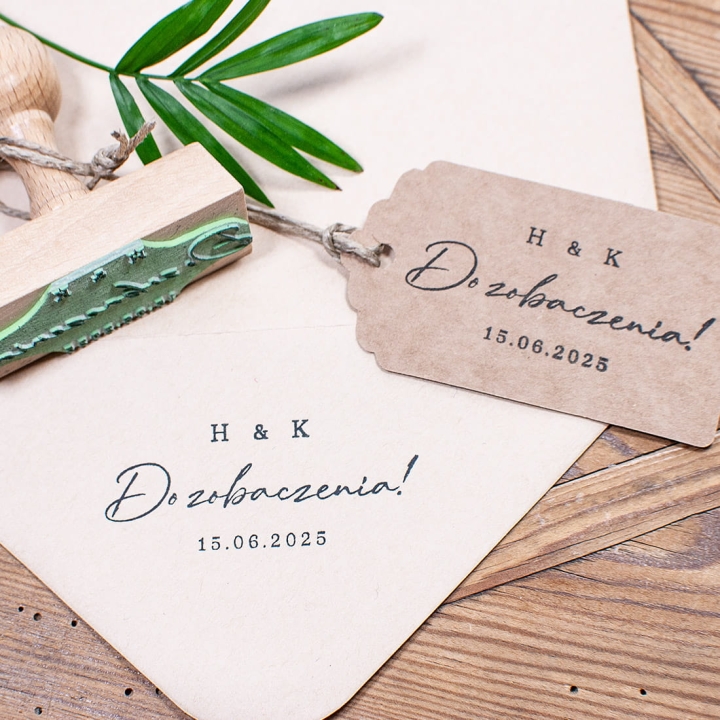 Stempel ślubny z napisem "Do zobaczenia!"