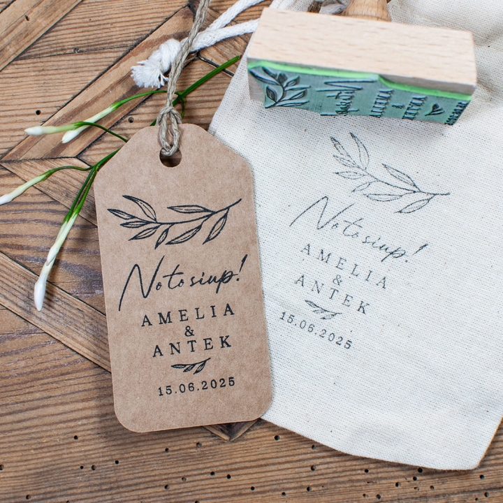 Pieczątka Ślubna z napisem "No to siup!"