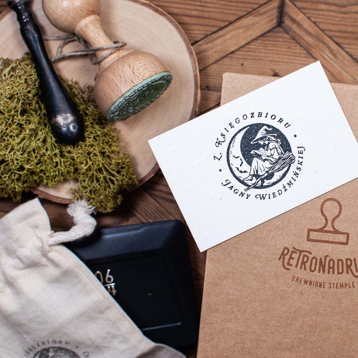 Stempel exlibris - WIEDŹMA - zestaw na prezent