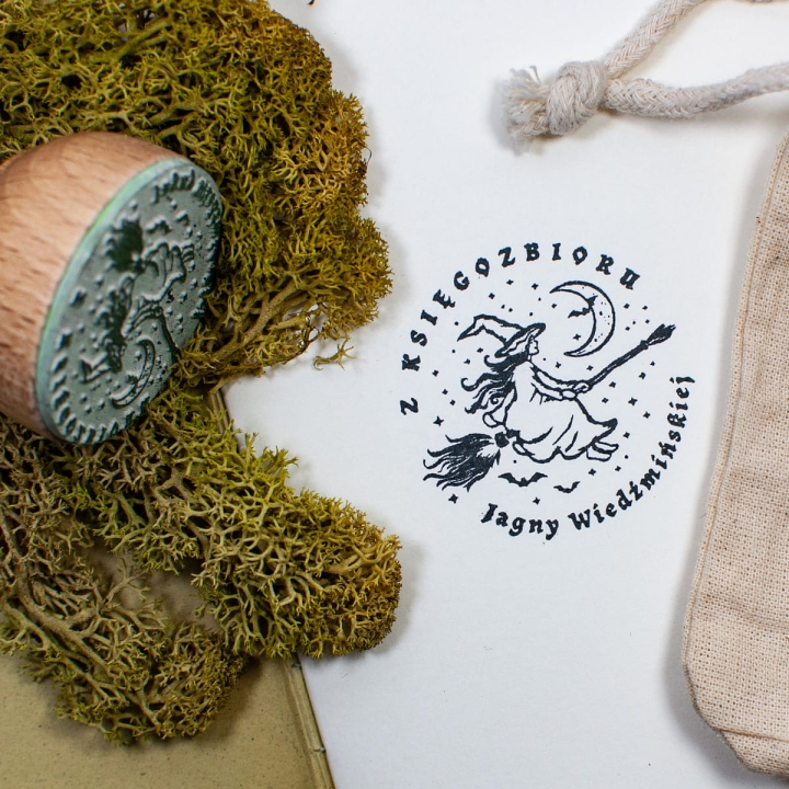 Stempel Ex Libris - Czarownica na Miotle