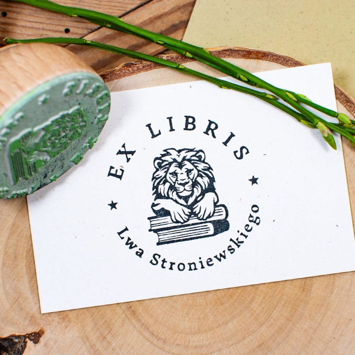 Pieczątka Ex Libris Personalizowana z Motywem Lwa