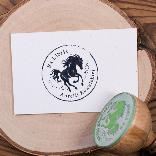 Pieczątka Ex Libris - koń w galopie