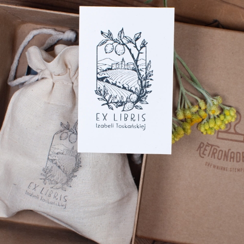 Stempel ex libris z motywem Toskanii w zestawie prezentowym