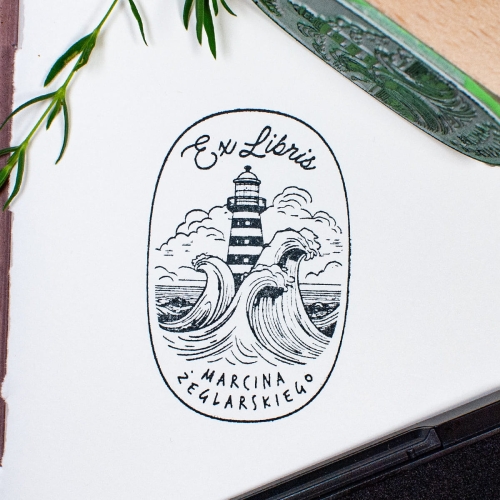 Zestaw Prezentowy z Ex Libris - Latarnia Morska - Pieczątka do Książek