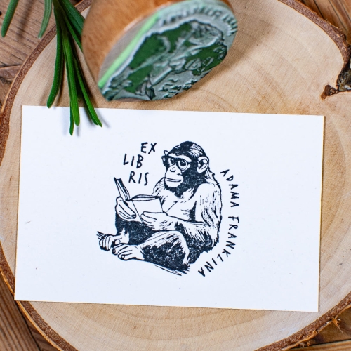 Ex Libris - Pieczątka do Książek - Małpa