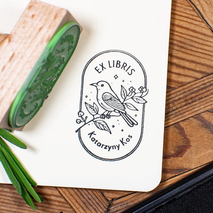 Pieczątka do książek z kosem w zestawie na prezent