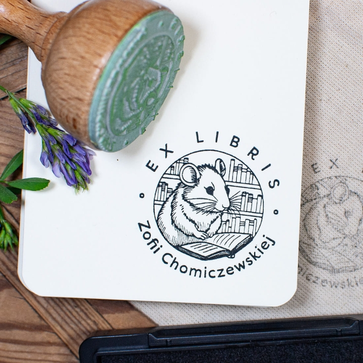 ekslibris z motywem chomika - prezent