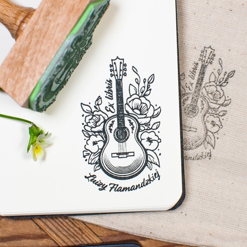 Pieczątka z gitarowym exlibrisem