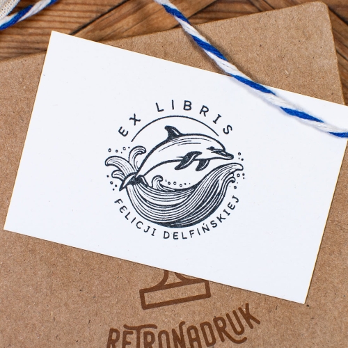 Personalizowany Ex Libris Na Zamówienie - Motyw Delfina - Zestaw Prezentowy