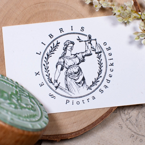 Pieczątka Ex Libris z Motywem Temidy