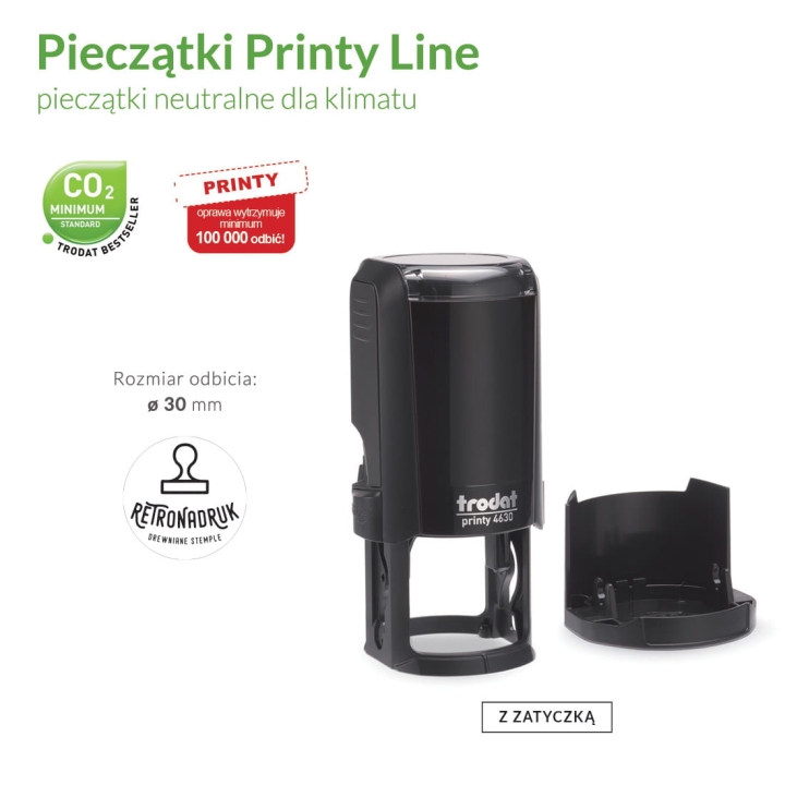 Automatyczna pieczątka okrągła Trodat 30 mm - personalizowana logo lub tekstem